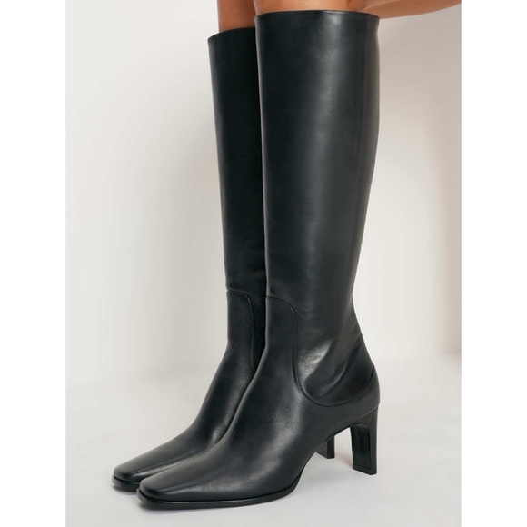 Reformation Shoes - New Reformation Claudette Knee High Heeled Leather Boots Black 7.5